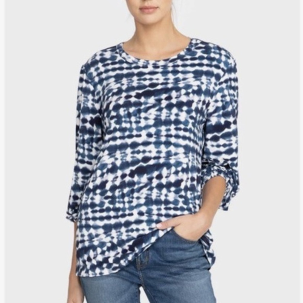 Johnny Was Top Size XS 3/4 Sleeves Tie Dye Puffy Sleeve Tee Boho